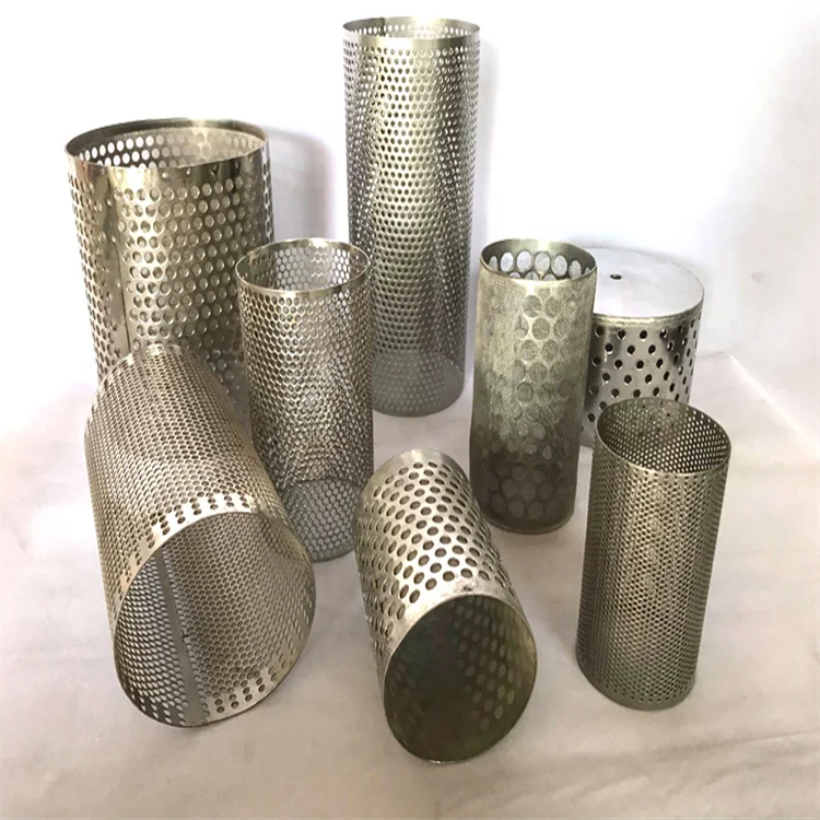 10 micron stainless steel perforated cylinder filter tube pipe exhaust