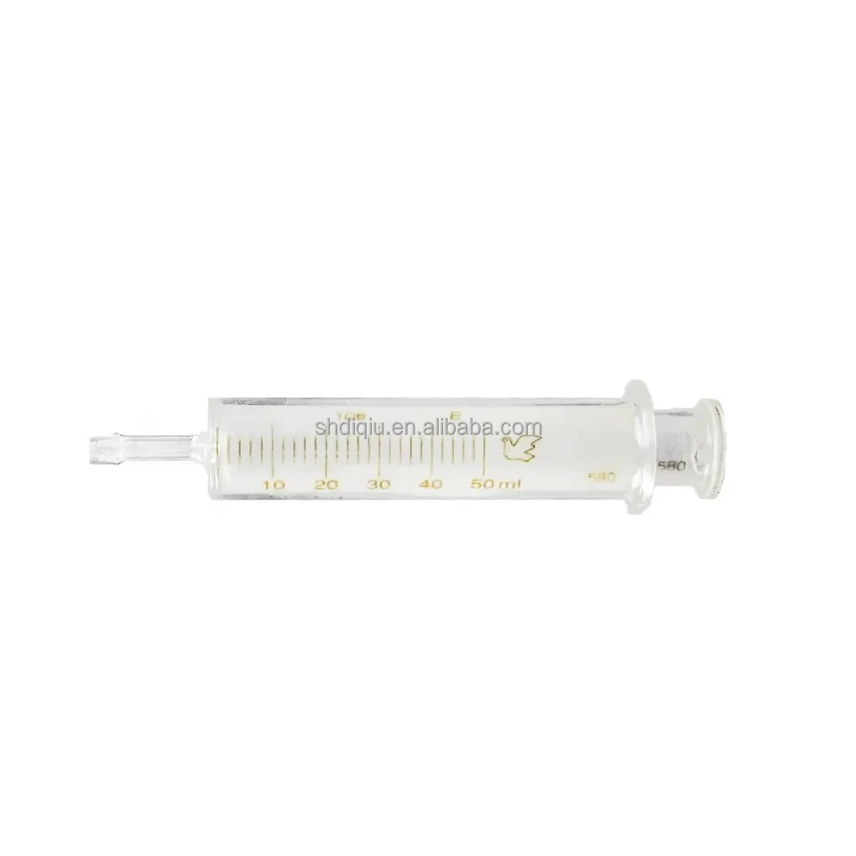 Lab Use Veterinary 20ML 50ML Glass Syringe with Metal Luer Lock Tip Tube