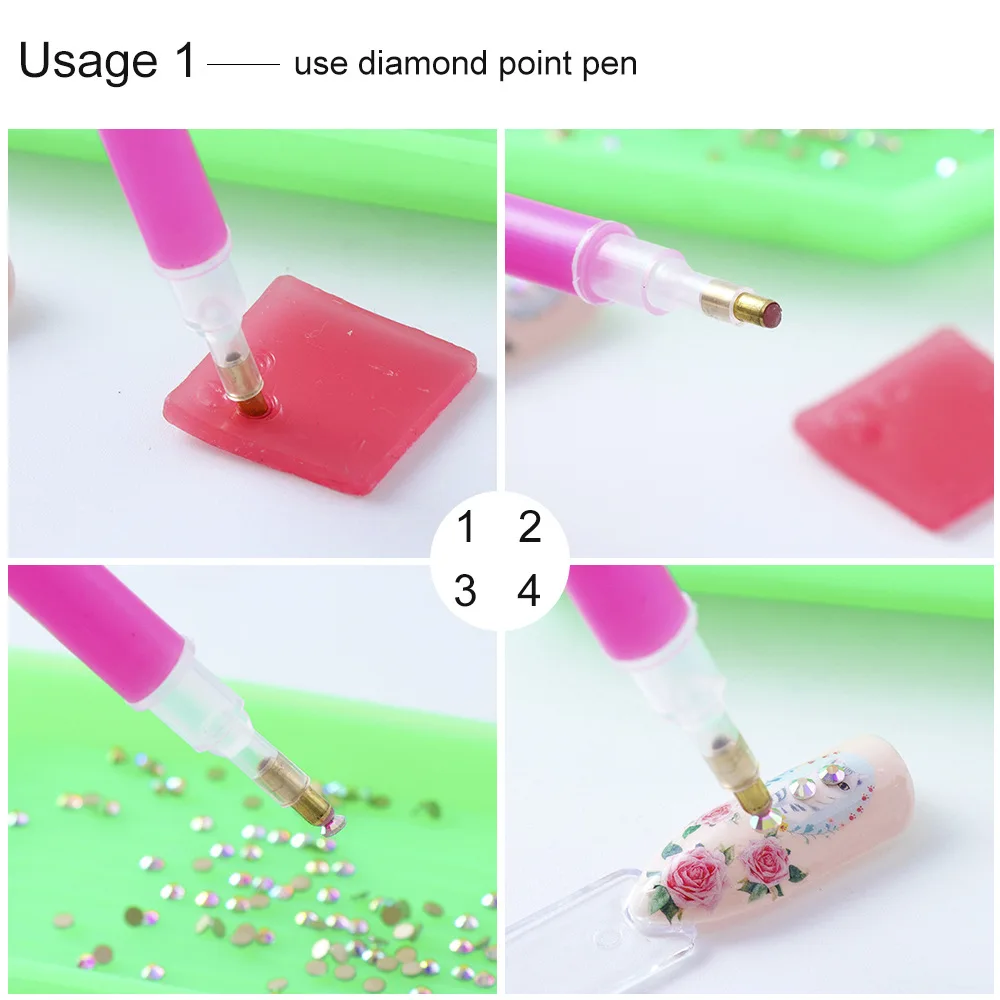 
1 Set Plastic Wax Dotting Pen DIY Diamond Paste Sticker Adhesive Cube Clay for Rhinestone Point Picker Nail Art Manicure 