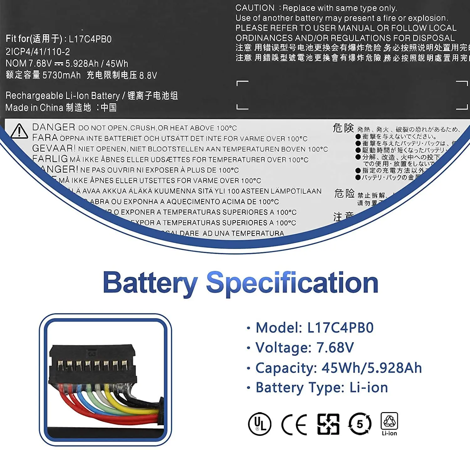 L17C4PB0 Battery For Lenovo Flex 6-14IKB 6-14ARR IdeaPad 530S-14ARR 530S-14IKB 530S-15IKB Yoga 530-14ARR 530-14IKB Series