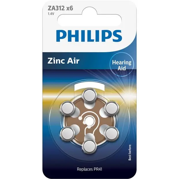 2024 Philips New Hearing Aid Batteries pack of 6 Zinc Air Hearing Aid Batterie ZA13