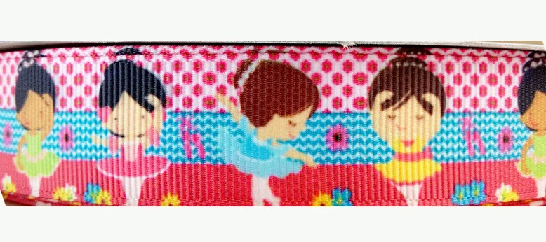 7/8inch printed cartoon Ballet girl grosgrain ribbon 100Yard/design