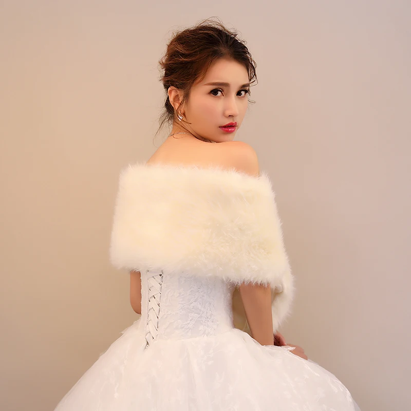 
Wholesale Winter Hot Sale Wedding Accessories New Fluffy Champagne Scarf Shawl Bridal Cotton Wrap 