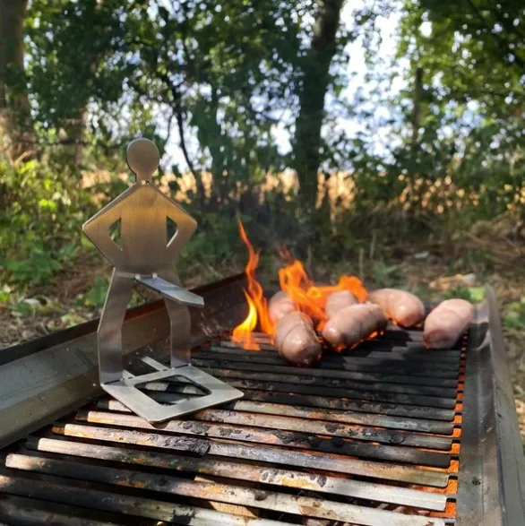 Stainless Steel BBQ Sausage Holder - Outdoor Human-Shaped Barbecue Rack for Grilling