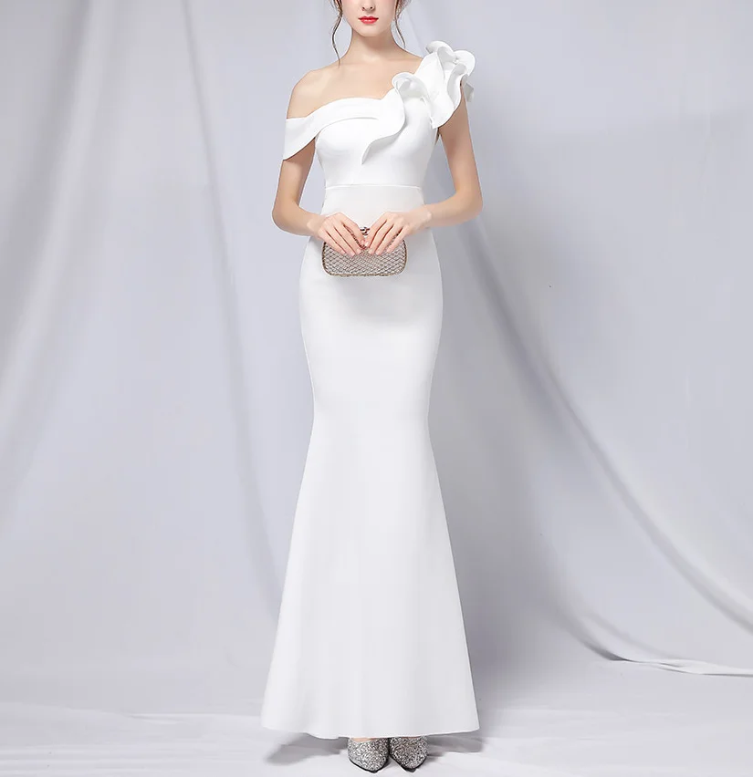 Индивидуальное Oem высококачественное вечернее платье Черное длинное на одно плечо женские платья для выпускного вечера