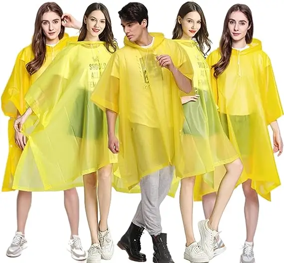 Multifunction Outdoor Custom Logo Unisex Long Adult PEVA Rain Poncho with drawstring