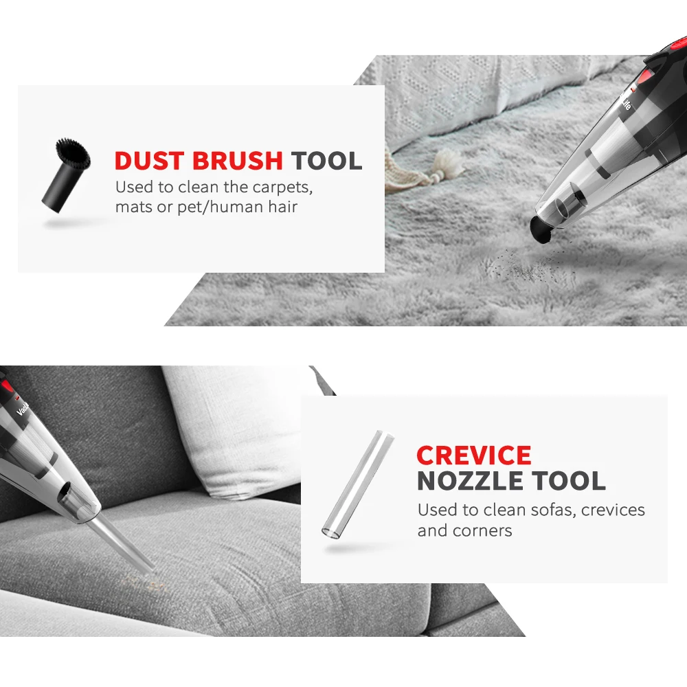 Vaclife 12V 100W Cordless Vacuum Cleaners Rechargeable for Mini Handheld Portable Car Vacuum Cleaner Sofa Vacuum Battery Medium