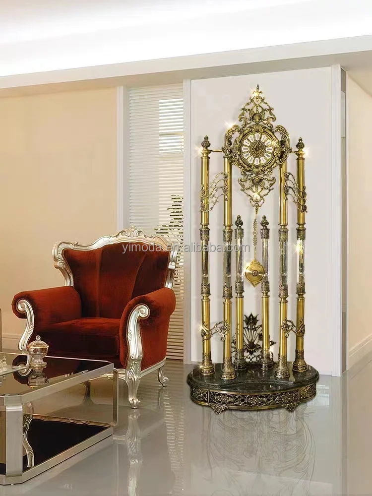 Royal Classic Movement Antique Baroque Style Goddess Big Wooden Floor Standing royal copper jade Grandfather Clock