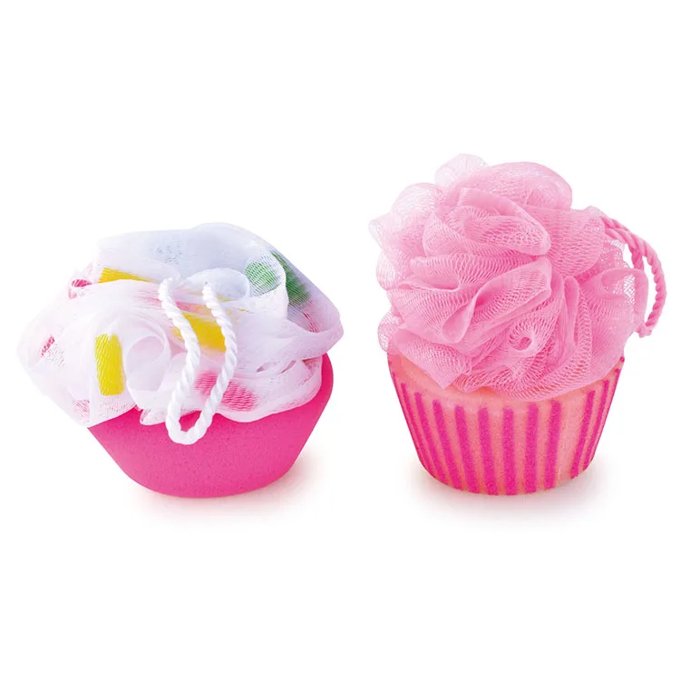 Bathroom Scrubber Body Loofah Bath Brush Exfoliating PE Mesh Bath Pouf With PU Sponge Eco-friendly Shower Sponges For Kids