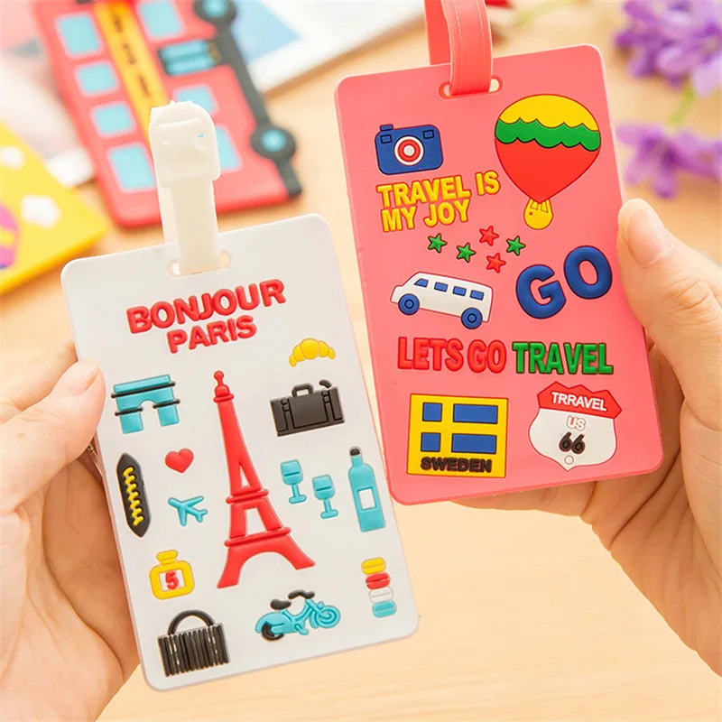 New creative PVC cartoon luggage tag suitcase identification tag soft silicone boarding pass cute gift PVC card luggage tag