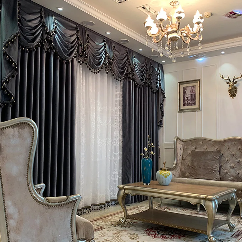 Red Purple Blue Velvet Curtains With Valance For Bedroom For The House Luxury Living Room Drapes