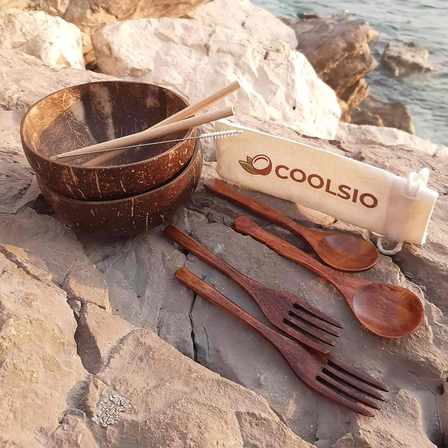 Premium 100% Natural Reclaimed Coconut shell Wooden Bowls For Smoothies