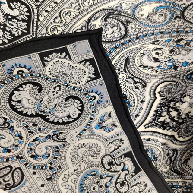 custom high quality fashion designer women printed cotton silk satin ethnic scarves & shawls