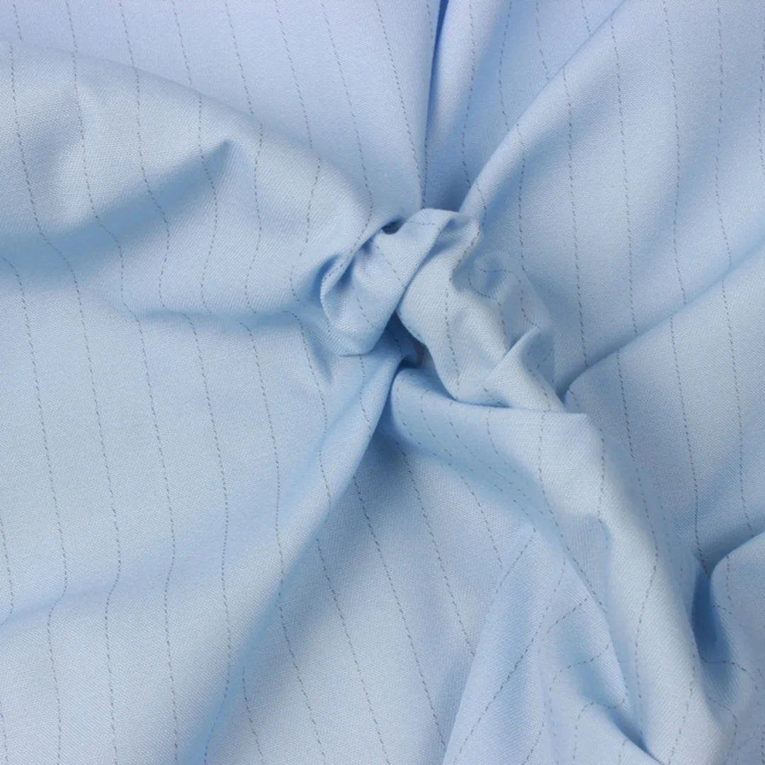 High Quality Anti-static CVC twill 1 cm stripe 58%polyester 40%Cotton 2% ESD TC blended fabric for work clothes