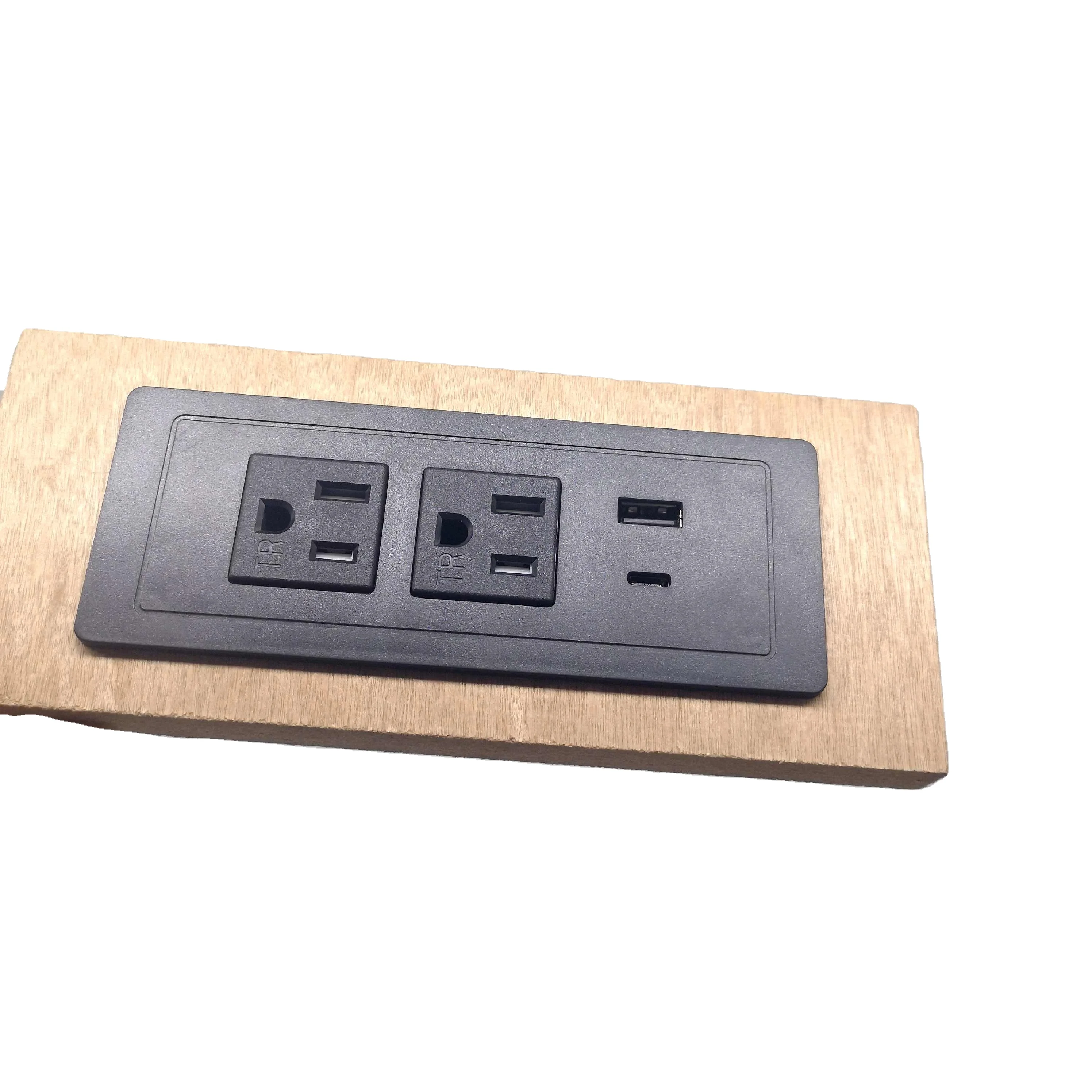 switch sockets 2 USB power type C charging ports recessed flushed mounted power socket outlet desktop power stri