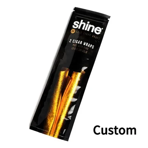 Custom Resealable Foil ziplock Three Side Seal Natural Leaf cigar wraps moisturizing Plastic packaging bag with clear window