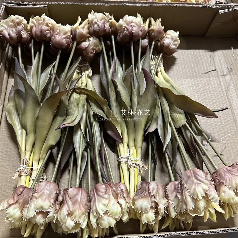KEWEI-J623 Real Touch Latex Flowers Bouquet Artificial Tulip Flower Bunches White Real Touch Tulip Artificial Flower