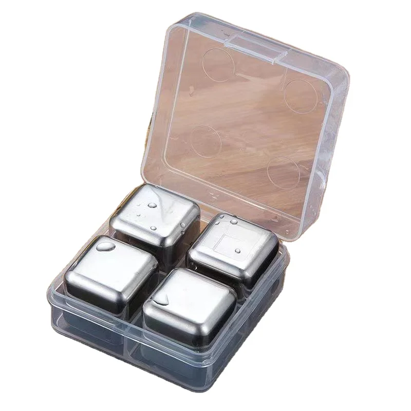 Amazon Top Seller 2021 304 Stainless Steel Ice Cubes Quick Frozen Wine Beer Whiskey Chilled Stone Set Bar Metal Ice Cube