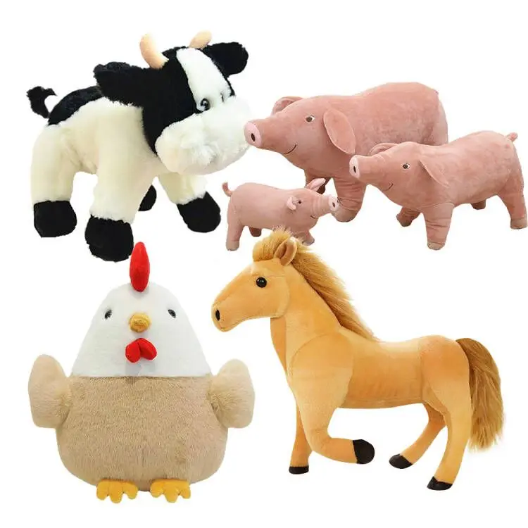Baby Education Soft Horse Cow Plush Farm Animal Stuffed Animals Toy
