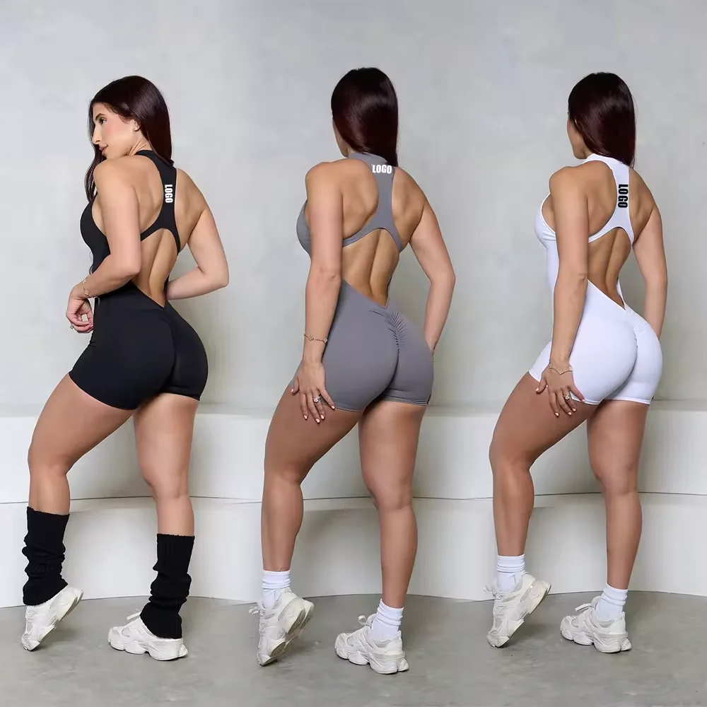 Wholesale Slim Fit One Piece Yoga Wear Front Zipper Sportswear One Piece Yoga Jumpsuit Women