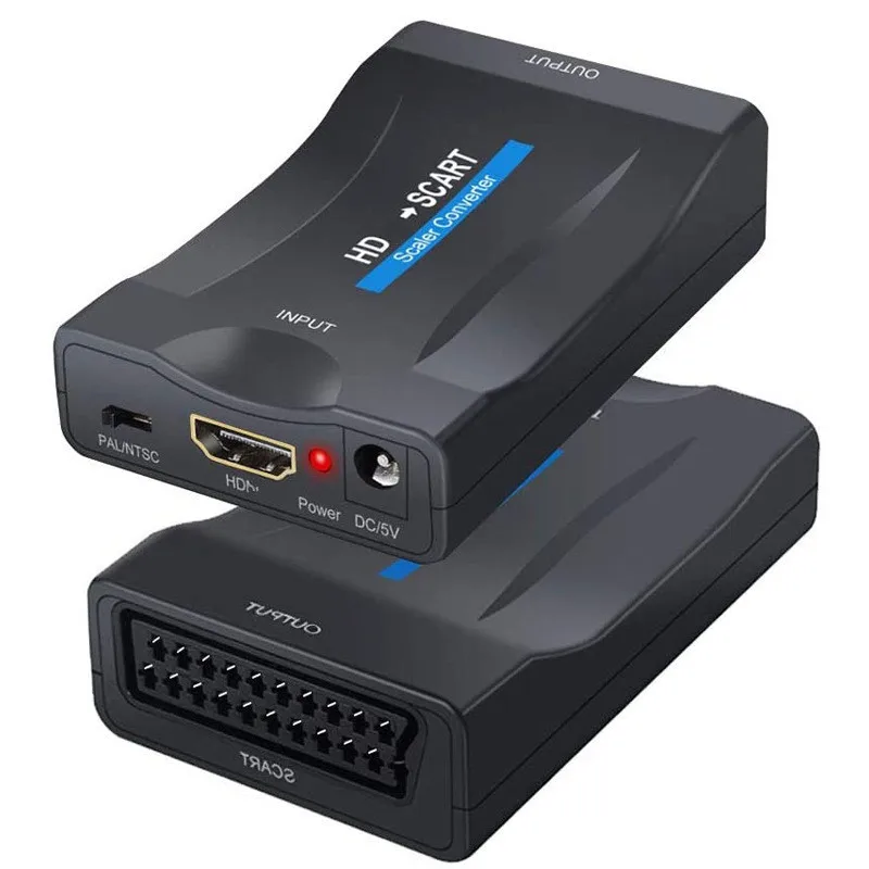 High Quality Scart to HDTV To SCART Compatible 1080P Video Audio Converter AV Signal Adapter Receiver