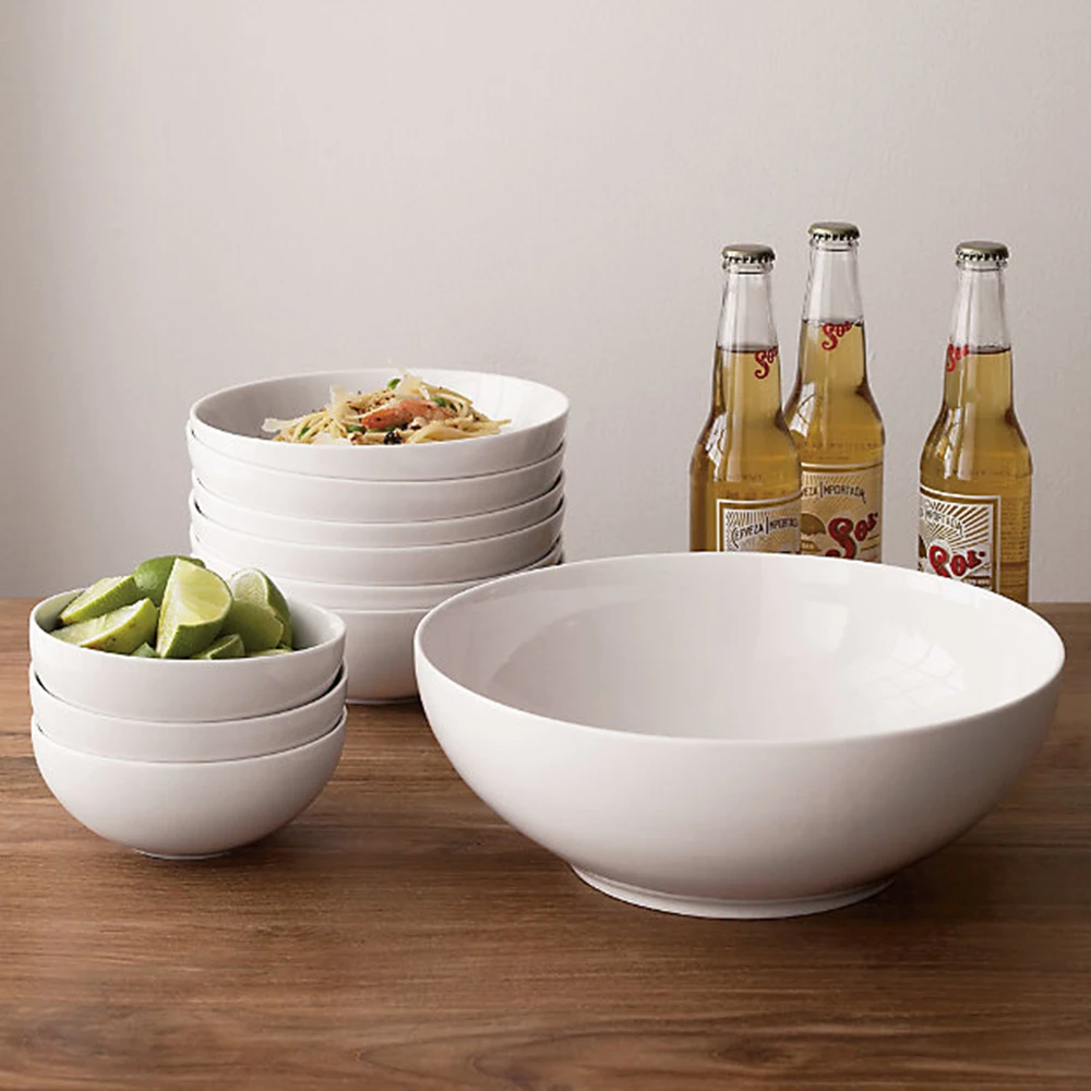 Eco Friendly Party Round White Plastic Dinnerware Sets Round Melamine Bowls Sets Tableware for Home Living Restaurant Party