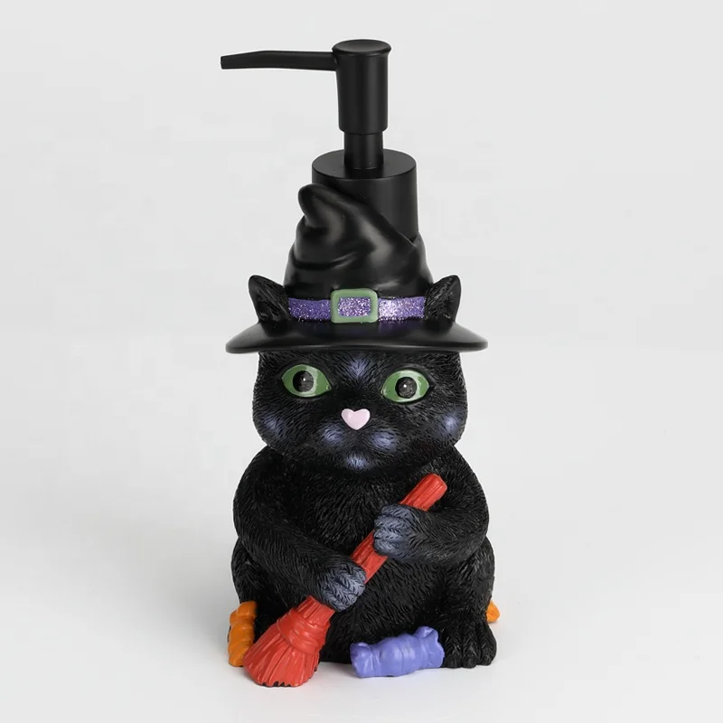 Custom Resin Halloween Holiday Bathroom Countertops Lotion Dispenser Hand Soap Dispenser Black Kitty Resin Hand Lotion Dispenser