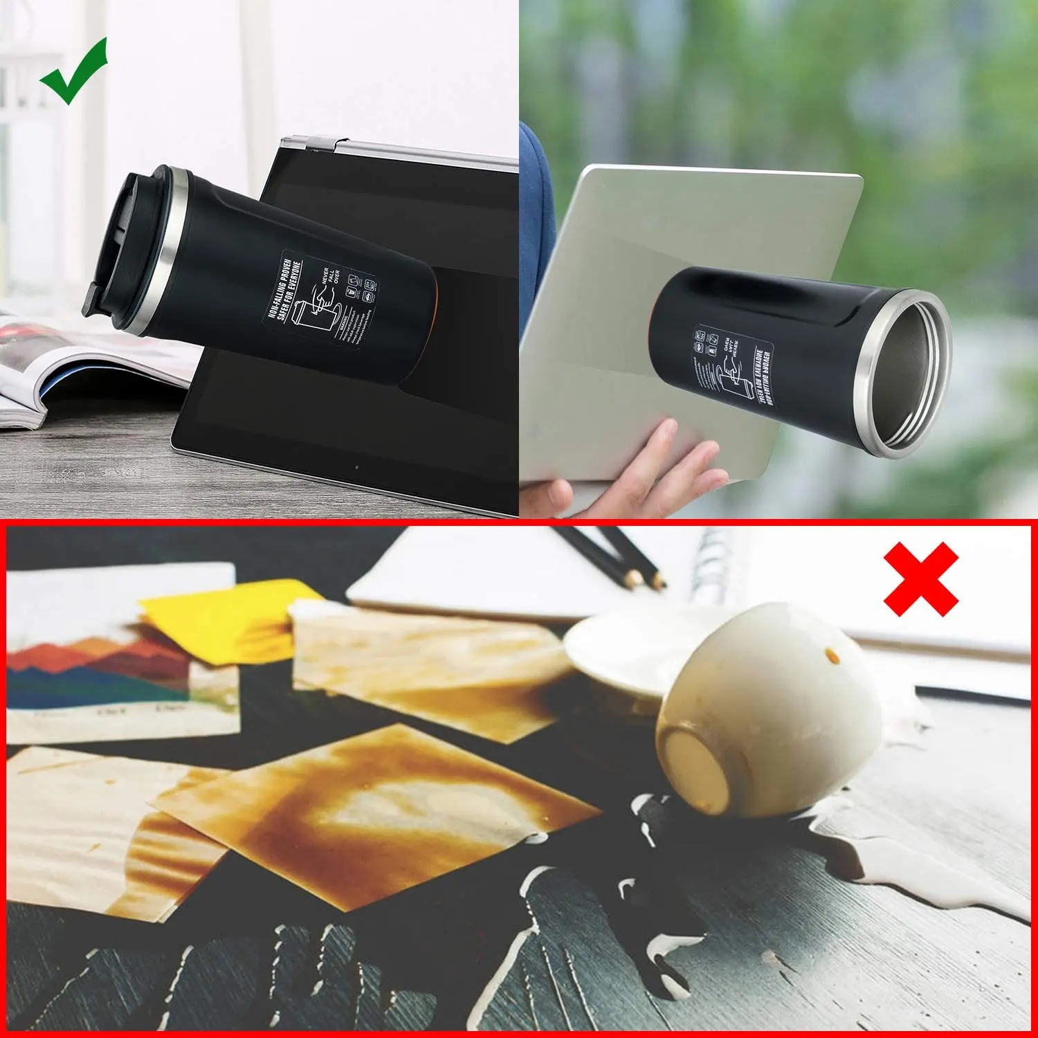 Factory Wholesale Custom Logo Color Magic Suction Coffee Mug Milk Tea Cup Stainless Steel 304,stainless Steel Mugs with Lid 500