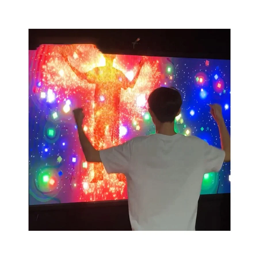 Human Shadow Particle Interaction Projection Interactive Human Body Sensing Dynamic Art Wall Led Display Ai Artwork