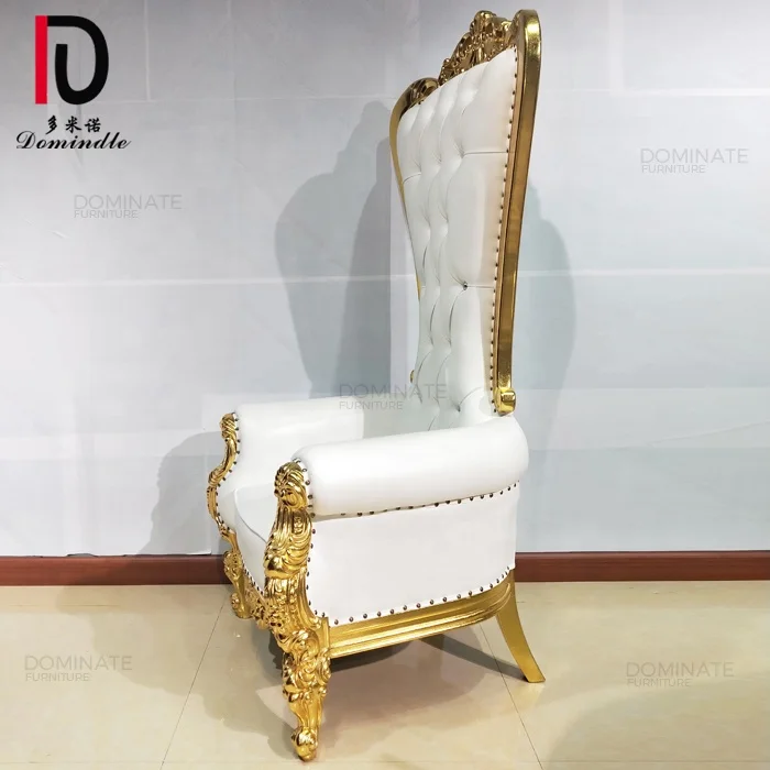 Factory direct sale king throne wooden frame gold events bridal chairs for wedding
