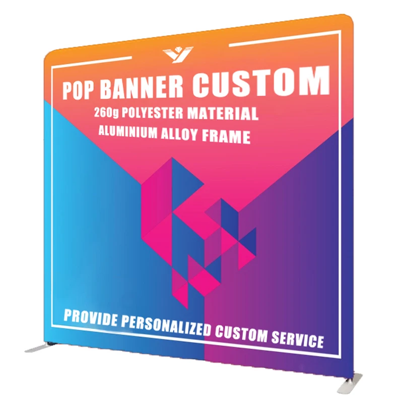 Custom Durable Aluminum Advertising Exhibition Tube Tension Fabric Backdrop Pop Up Banner Stand