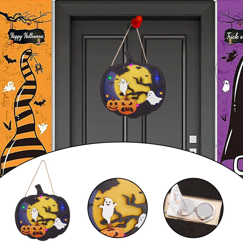 2024 Halloween Party Decoration Pumpkin Pumpkin Tombstone Spider Web Cat Castle Door Hanging Ghost Festival Decor Pendant