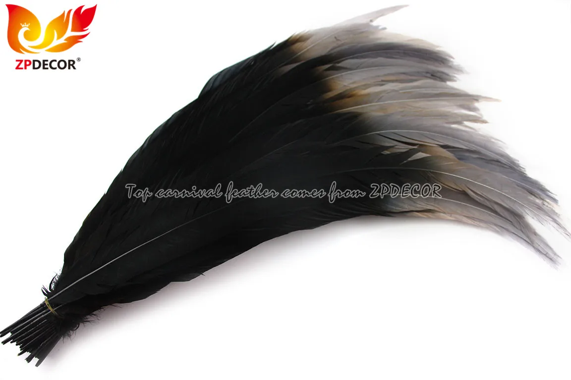 ZPDECOR Supplier High Quality Size 65-70 cm Dyed Black Silver Pheasant Feathers with Gray Tip for Carnival Dance Costumes