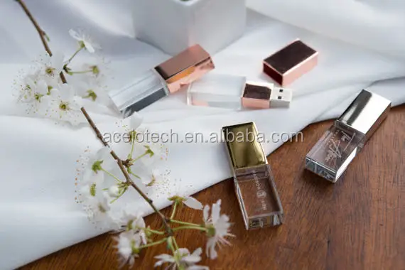 Custom logo Crystal Transparent USB Flash Drives, USB 2.0 Crystal USB Flash Pen Driver with PP Box Wedding Photography