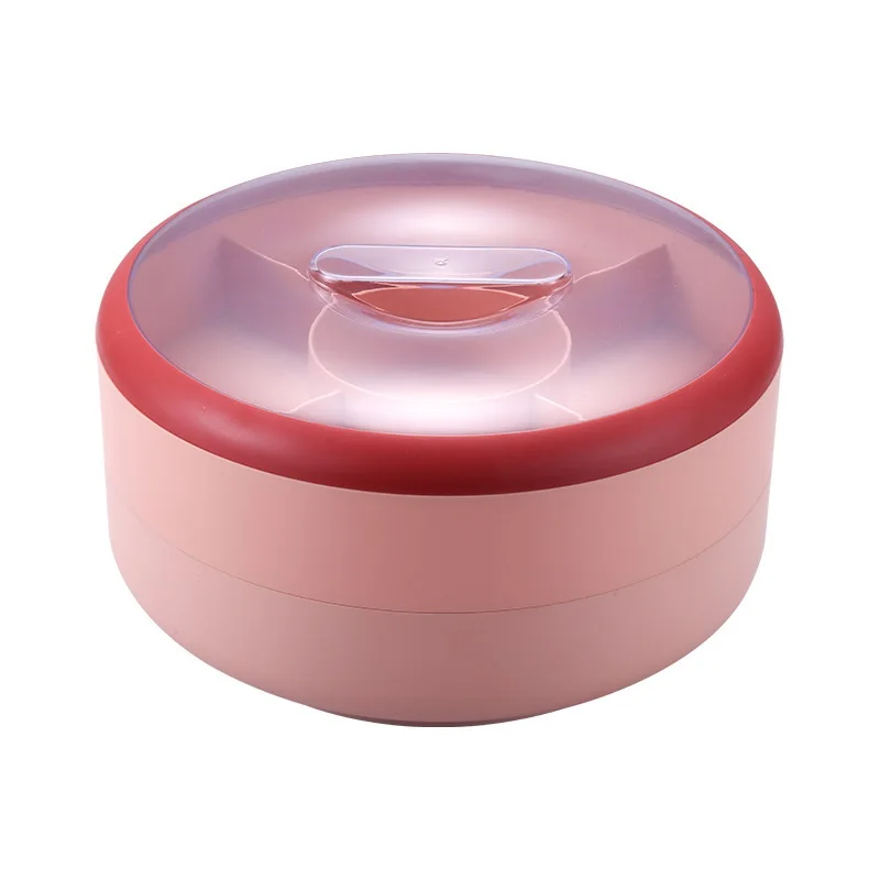 Japanese-Style Transparent Double-Layer Rotating Candy Box Divided With Lid Snack Melon Seed Fruit Plate Box