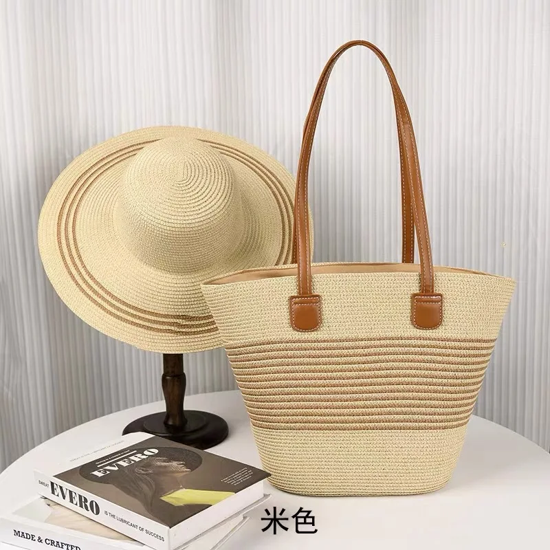 Outdoor Custom Holiday Beach Bags Summer Designer Bag And Hat Set For Women