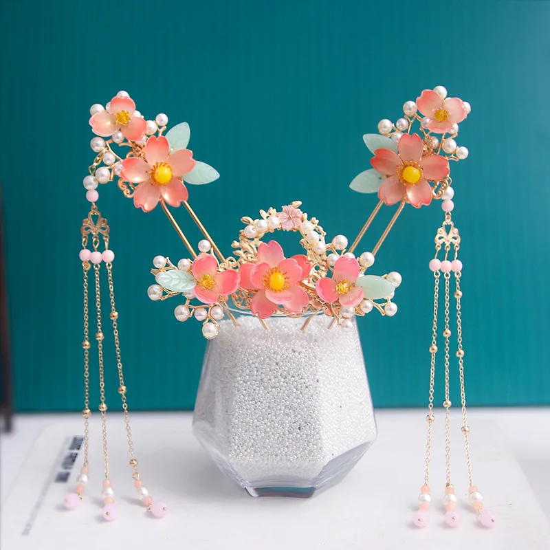 Wholesale Hanfu Headdress Tassel Antique Hair Ornaments Ancient Hairpin Step Shake Complete Set Hairpin Ancient Accessories