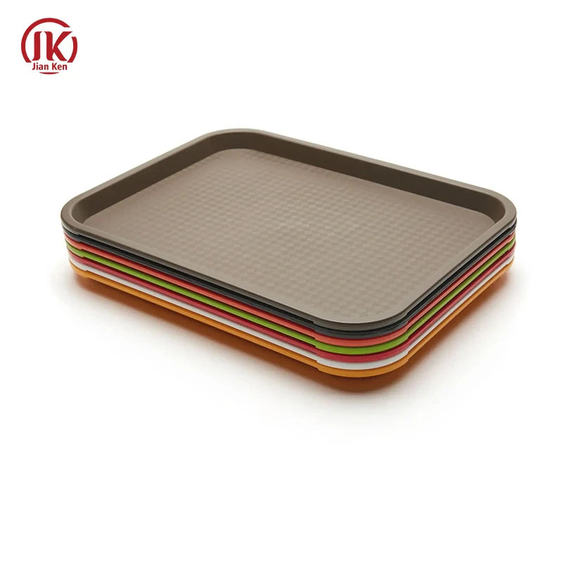 Plastic PP Black Serving Service Food Tray for Fast food Dry Fruit in Hotel Catering School Bar Table
