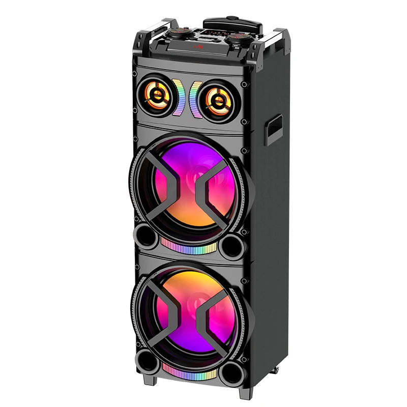 New Arrival Big Size 160W Active Double 12 Inch Super Bass Audio System Outdoor Trolley Party Speaker Karaoke DJ Speaker