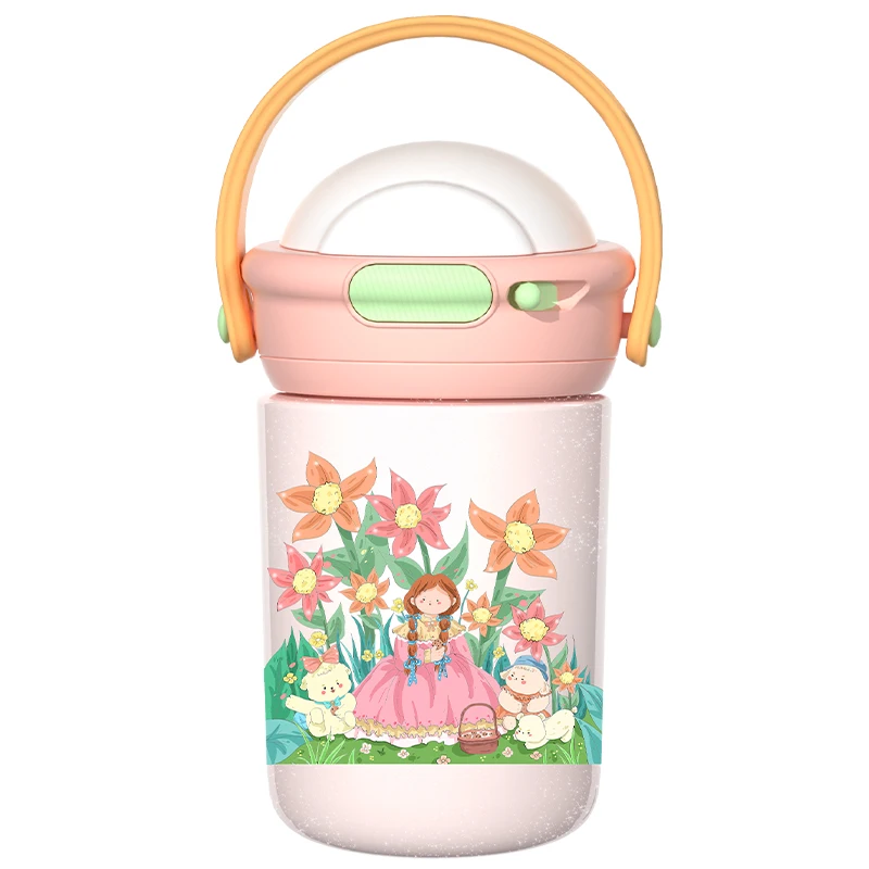2022 New Design Baby Products Kids Stainless Steel Water Bottle with Straw Baby Insulated Drink Bottle Children Cartoon 1000pcs