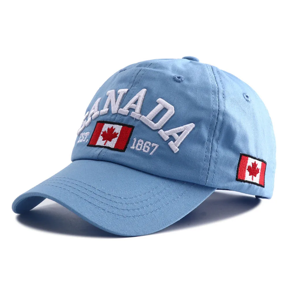 Customized 3d Embroidery Embroidered Logo Hats Baseball Cap With Canada Flag