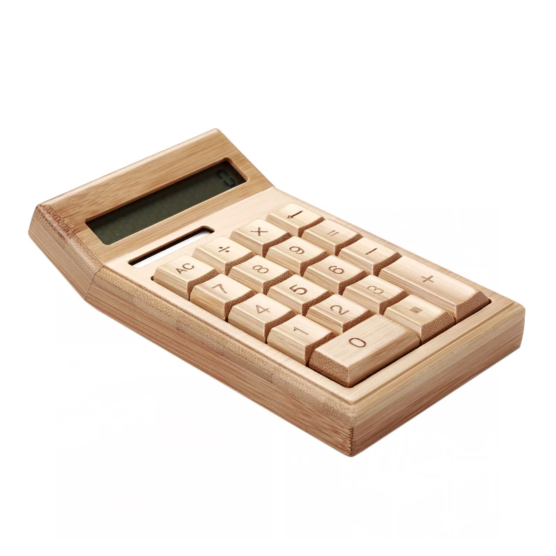 eco-friendly Bamboo Calculator creative gifts 12 Digits Dual Power Wood Calculator