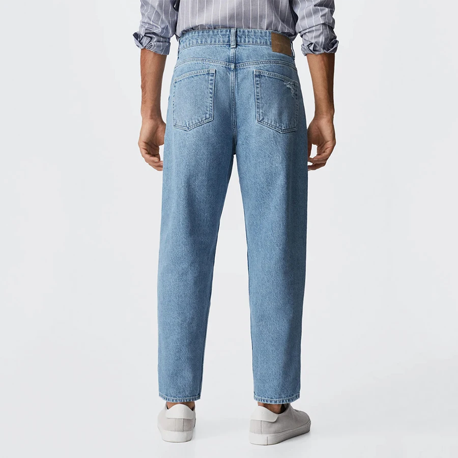 Custom Material Hip Hop Street Wear Loose 100%Cotton Destroyed Raw Seam Jeans Men