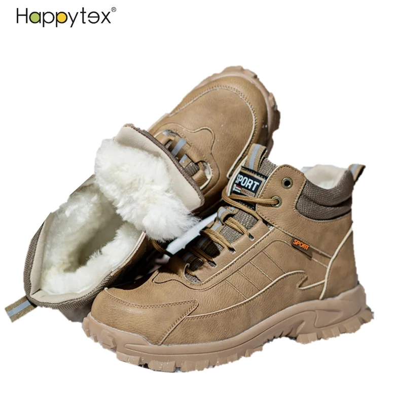 New Winter Warm Anti Smashing Wear-resistant Steel Toe High Top Wool Safty Boots Men Safety Shoes Work Industrial Boot