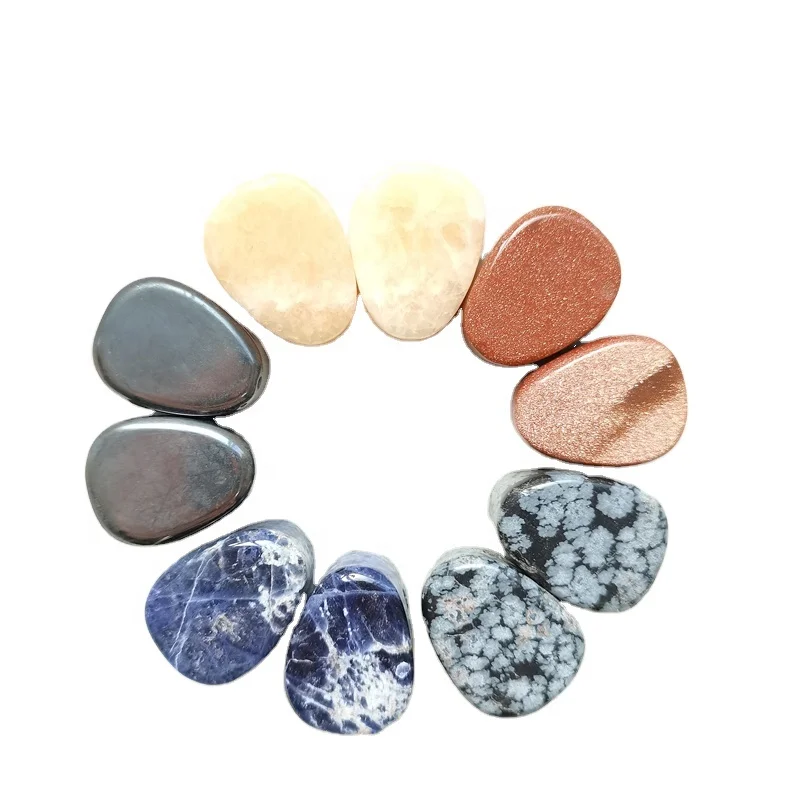 High-quality Healing Stones Pendant Natural Snowflake Obsidian Sodalite Crystal Water Drop for Necklace Decoration