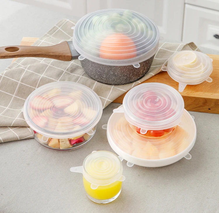 GreenEarth Pilfer-Proof Round Food Bowl Container Cover Flexible Silicone Elastic Shrink Lids for Cups Bottles Shape Packaging
