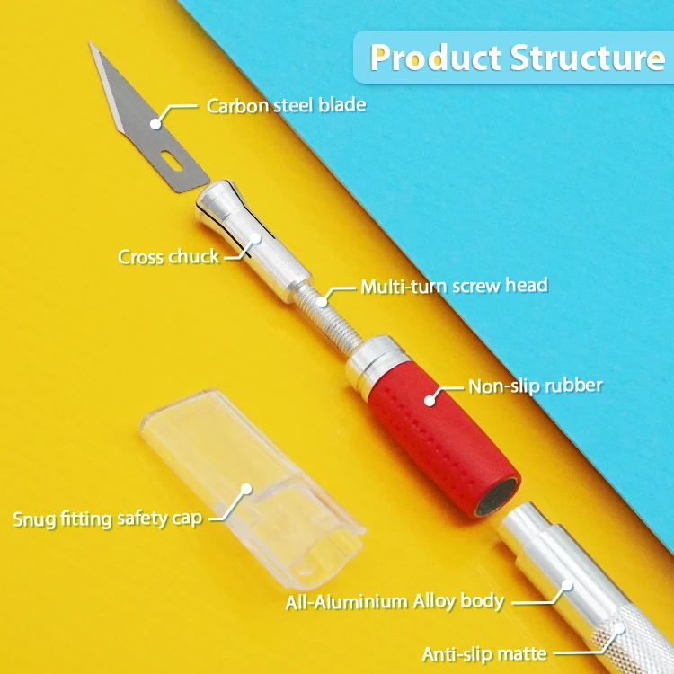 Hot selling common hobby precision carving craft knife aluminium TPR plastic pumpkin students scraping knife