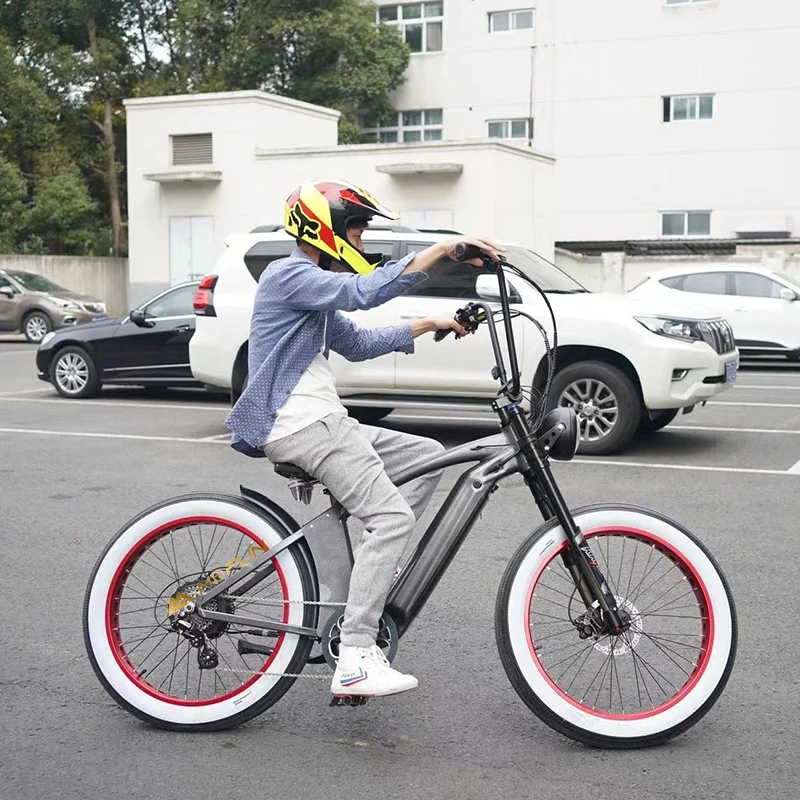 750W 1000w Rear Motor 26 inch * 4.0 Fat Tire Bicycle Step Through Beach Cruiser Electric Bike