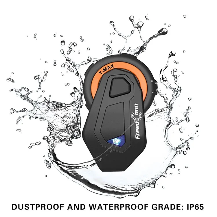 T-MAX 6 Riders Waterproof Motorcycle Helmet Intercom FM Radio Wireless BT Intercom Headset