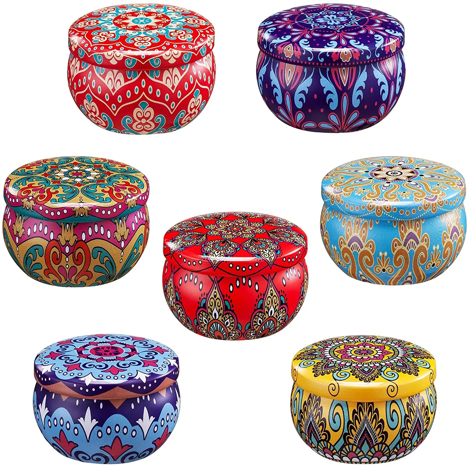 more then 100 designs for choice ! ready to ship 4.4 oz metal tin holder candle vessels with lid